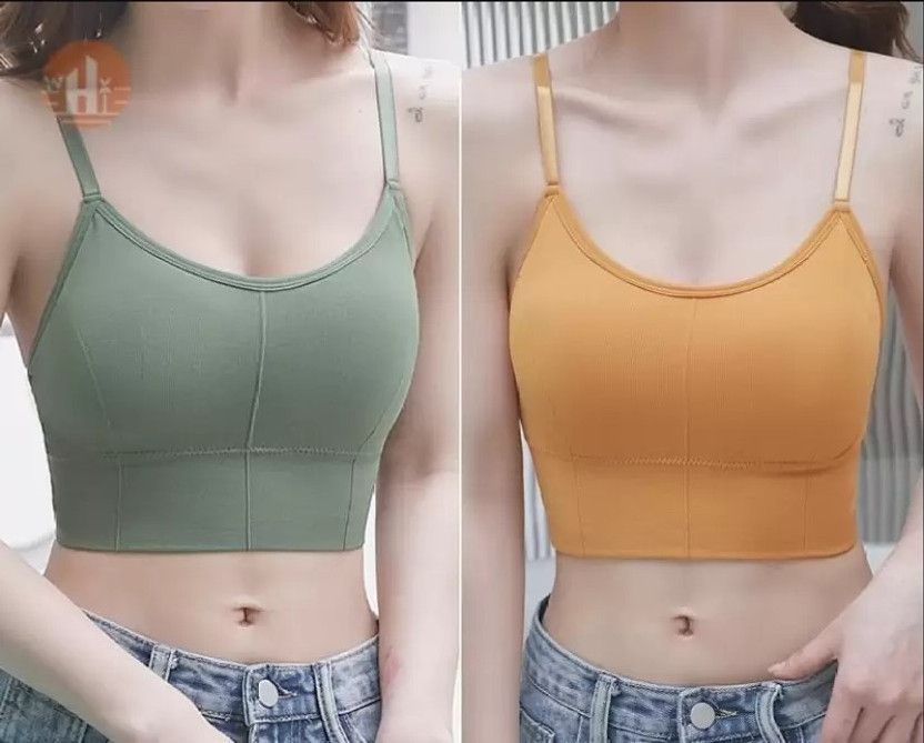 Pack of 2 Women Full Coverage Lightly Padded Bra  (Yellow, Dark Green)