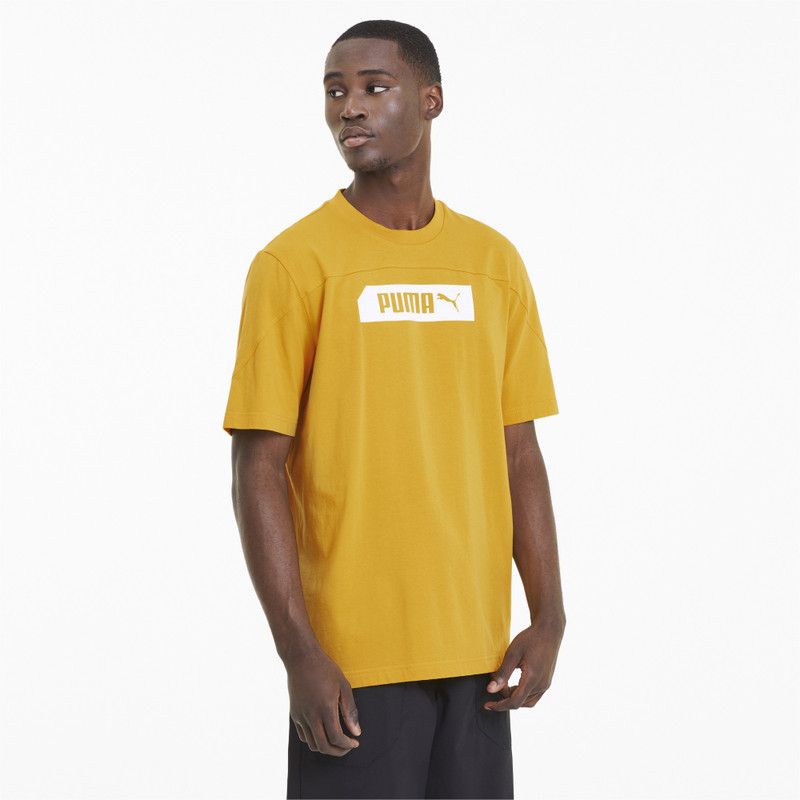 NU-TILITY Tee Men Printed Round Neck Cotton Blend Gold T-Shirt