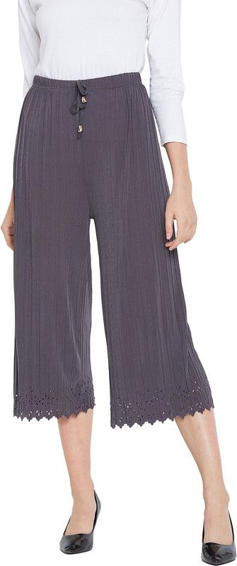 Women Grey Viscose Rayon Trousers