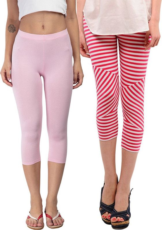 6037-64c,6037 Women White, Pink Capri