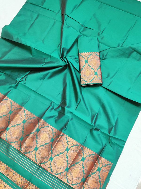 Woven Mekhela Chador Cotton Silk Saree  (Green)