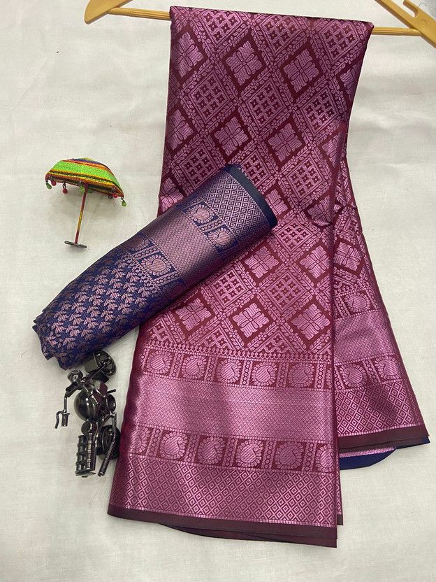 Woven Bollywood Pure Silk, Art Silk Saree  (Maroon)