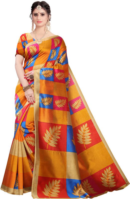 Printed Daily Wear Art Silk Saree  (Multicolor)