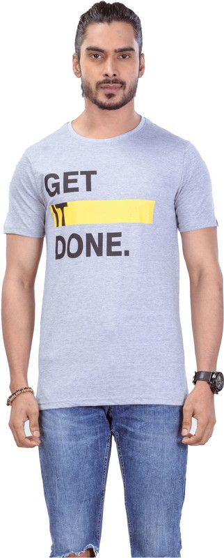 Men's 100% Cotton Half Sleeve Regular Fit Casual Printed Tshirt | Cotton T-Shirt For Men Men Printed Round Neck Pure Cotton Grey T-Shirt