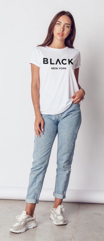 Black New York Branded Women Graphic Print, Typography Round Neck Pure Cotton Black T-Shirt