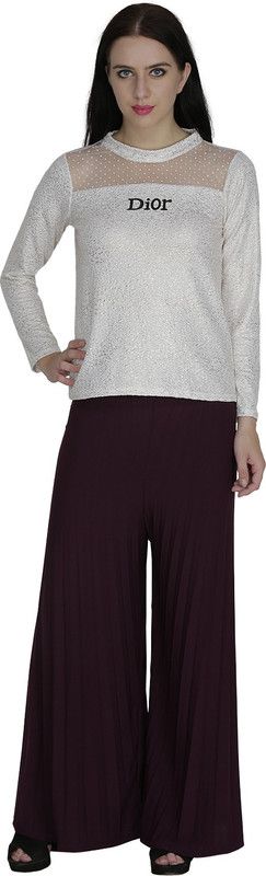 Women Regular Fit Purple Lycra Blend Trousers
