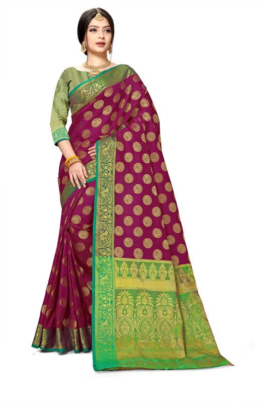 Paithani Silk Blend Saree  (Multicolor)