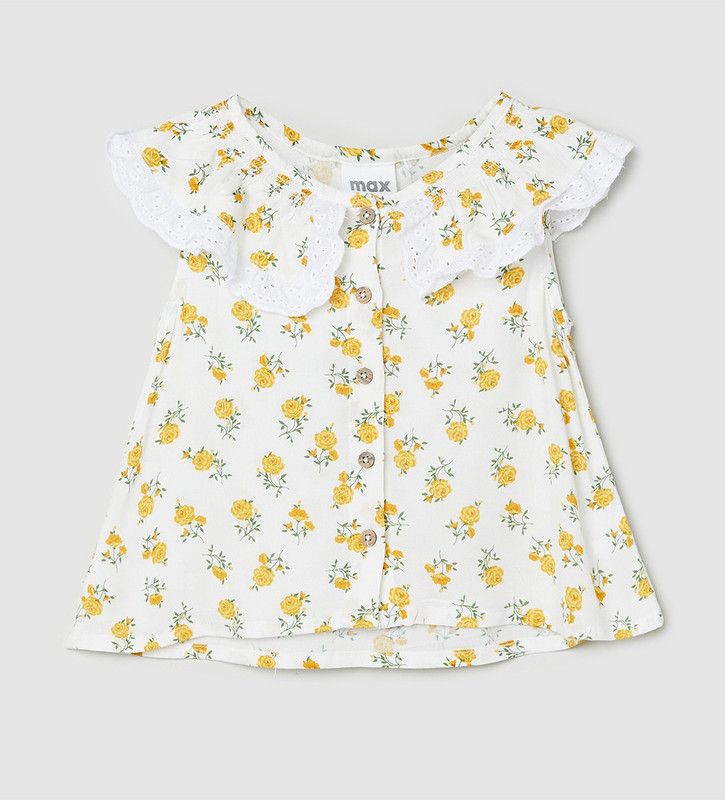 Baby Girls Rayon Top  (White, Pack of 1)