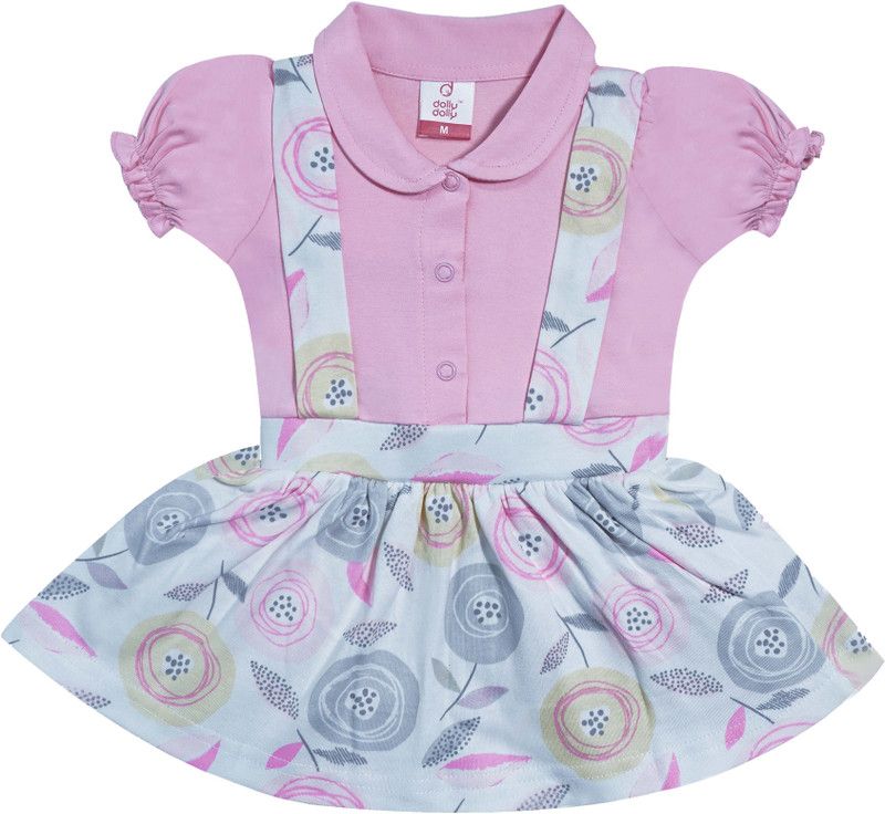 Baby Girls Short/Mid Thigh Casual Dress  (Pink, Short Sleeve)