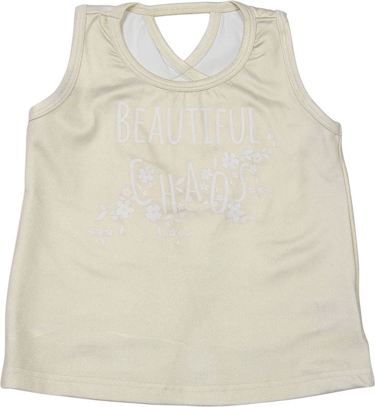 Girls Casual Polycotton Tank Top  (Beige, Pack of 1)
