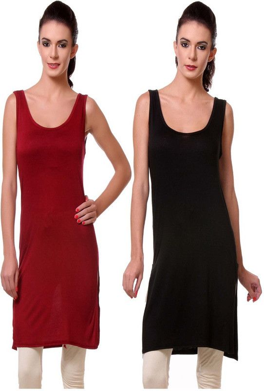 Women Maroon, Black Chemise