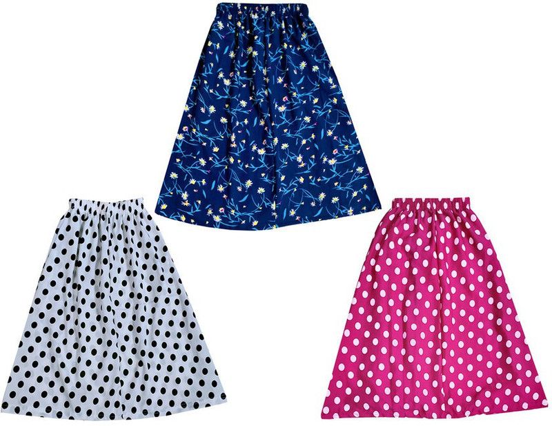 Girls Polka Print Flared White, Pink, Blue Skirt