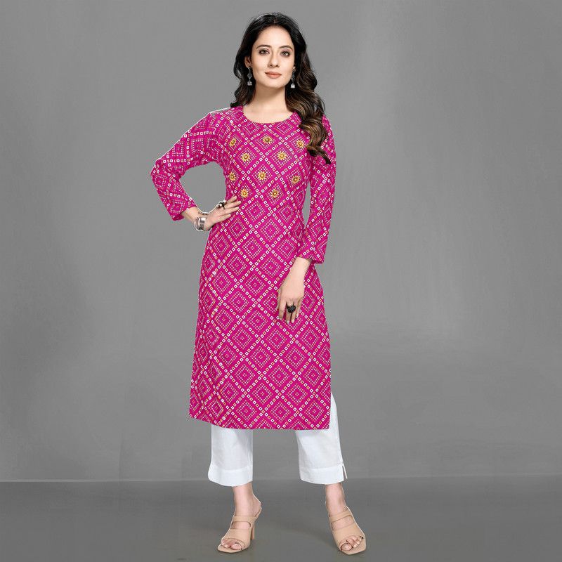 Women Block Print Viscose Rayon A-line Kurta  (Black)