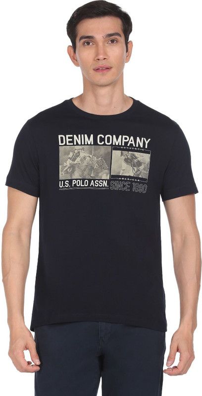 Men Printed, Typography Round Neck Pure Cotton Multicolor T-Shirt