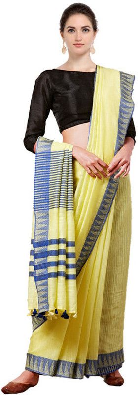 Woven Bollywood Handloom Art Silk Saree  (Yellow)