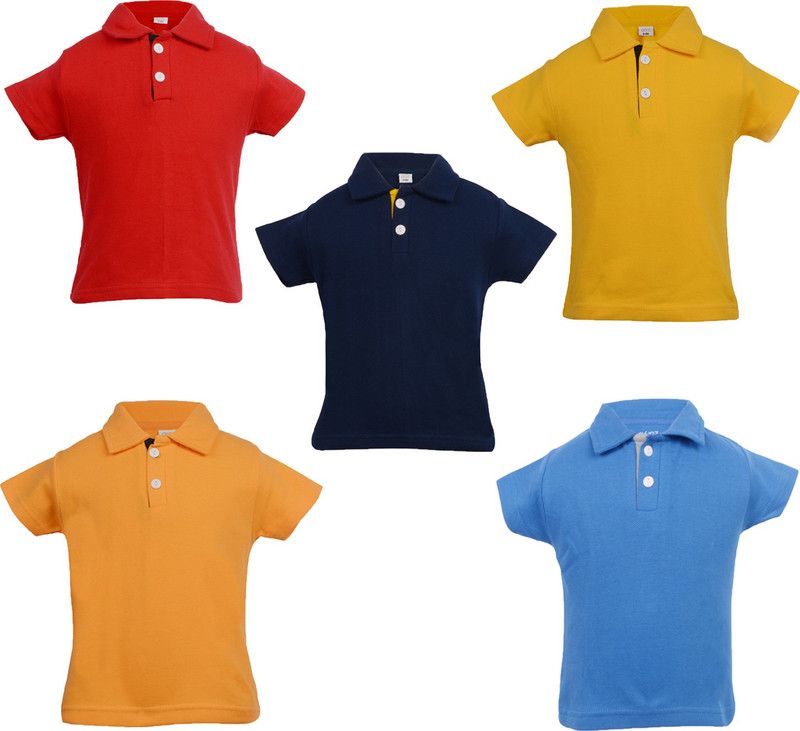Boys & Girls Solid Cotton Blend T Shirt  (Multicolor, Pack of 5)