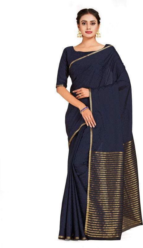 Woven Mysore Crepe Saree  (Black)