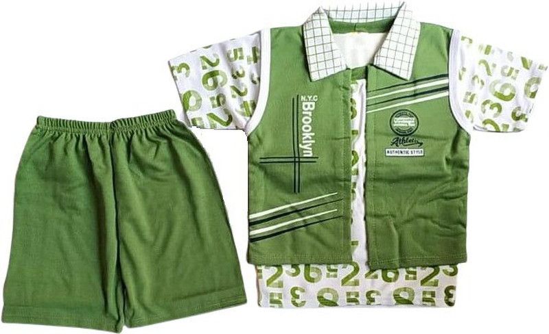 Baby Boys Casual T-shirt Shorts, Jacket  (Green)