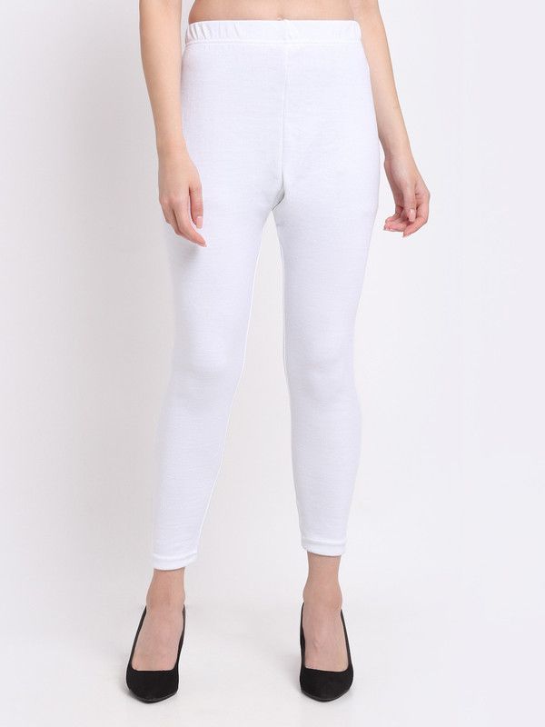 Ankle Length Legging  (White, Solid)