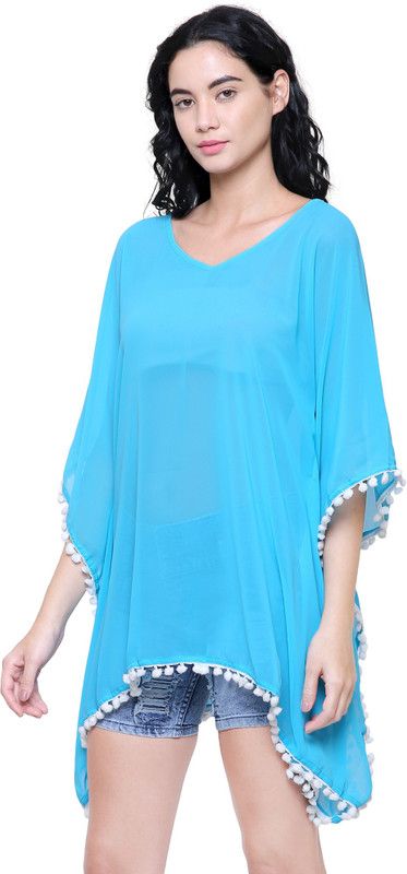 Solid Poly Georgette Women Kaftan