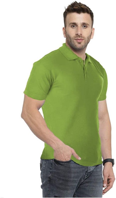 Men Solid Polo Neck Reversible Cotton Blend Light Green T-Shirt