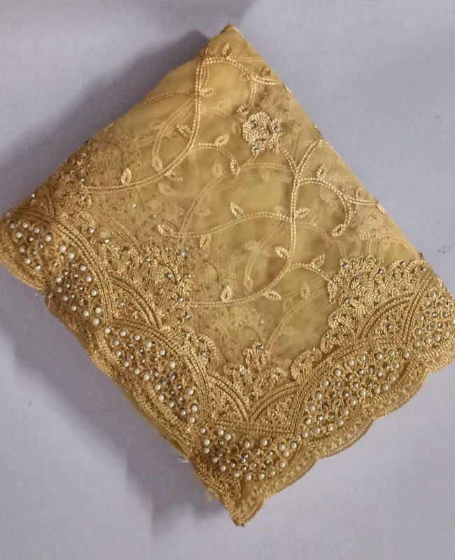 Fashion Net Saree  (Gold)