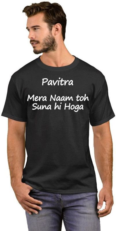 Pavitra Mera Naam toh Suna hi Hoga Men Printed Round Neck Cotton Blend White, Black T-Shirt