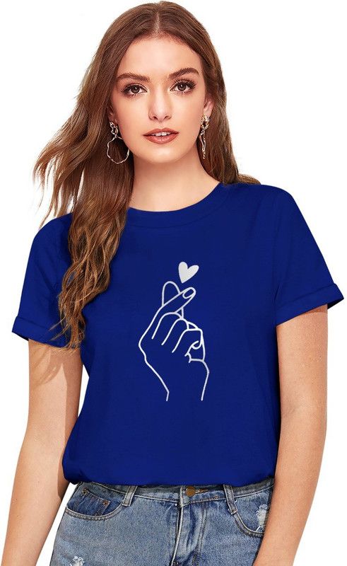 Party Graphic Print Women Light Blue Top