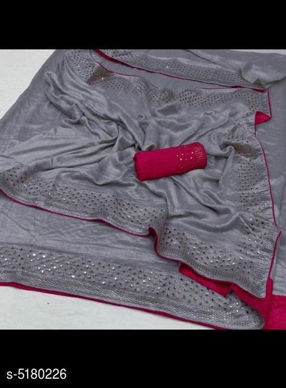 Embellished Bollywood Silk Blend Saree  (Grey)