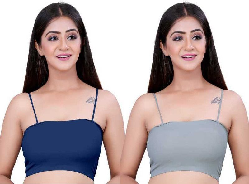 Pack of 2 Women T-Shirt Lightly Padded Bra  (Grey, Blue)