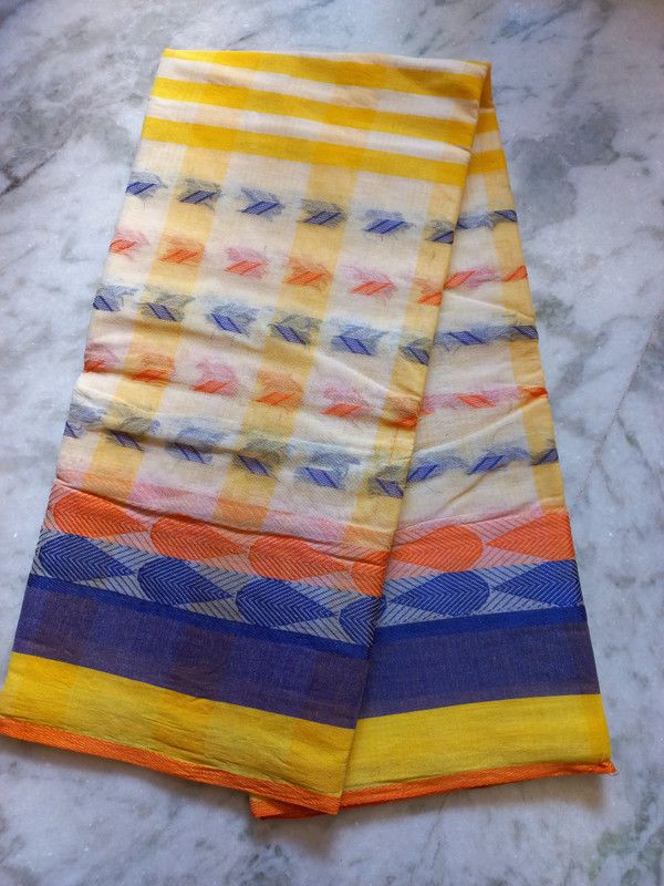 Tant Pure Cotton Saree  (Multicolor)