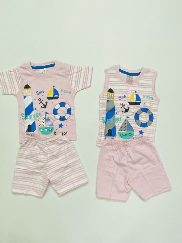 Boys Casual T-shirt Pant  (Pink)