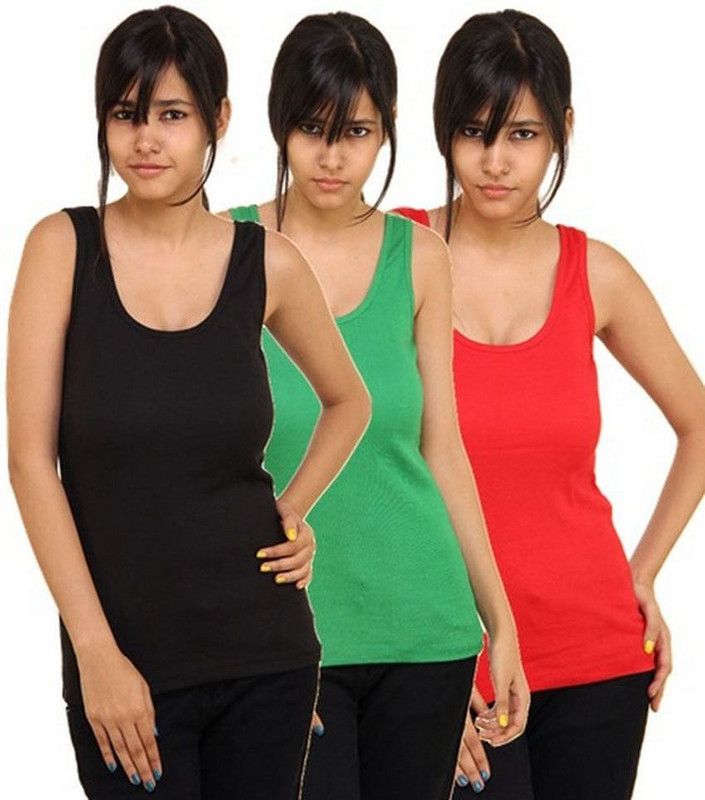 Women Dark Green, Red, Black Tank Top/Vest