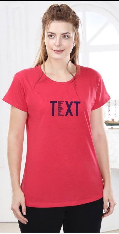 T-shirt For Women Women Printed Round Neck Pure Cotton Pink T-Shirt