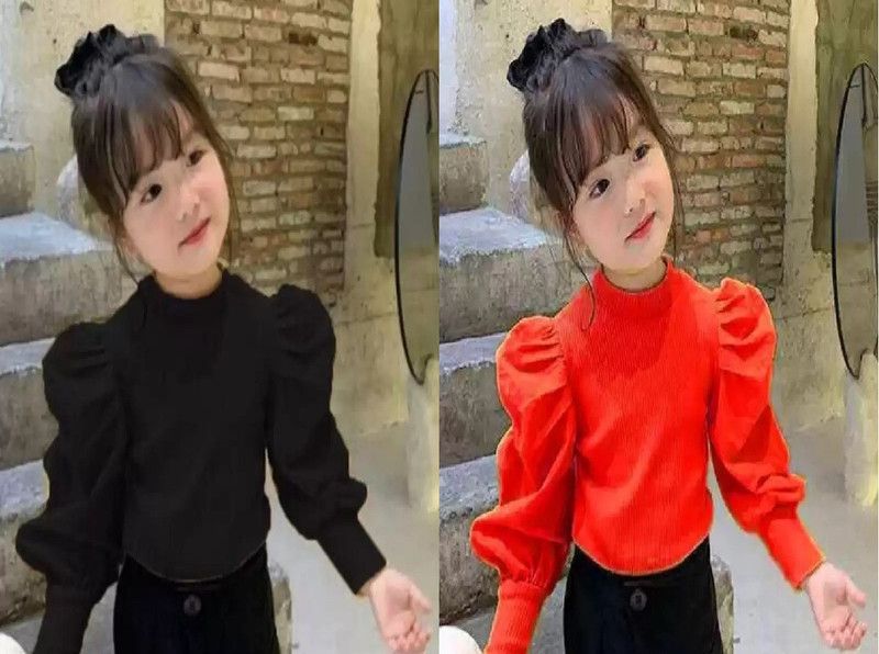 Girls Party Cotton Blend Top  (Black, Pack of 2)