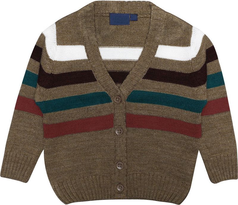 Baby Girls Striped Round Neck Multicolor Sweater