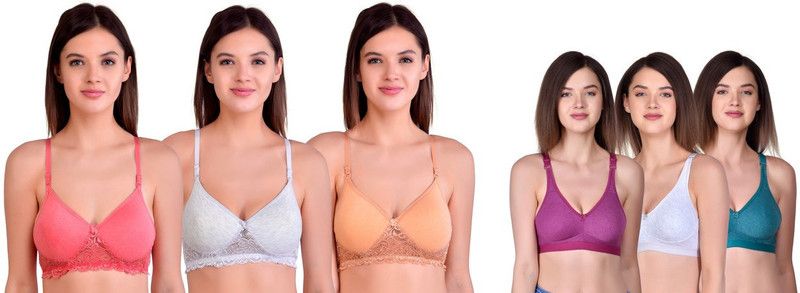 Pack of 6 Women T-Shirt Lightly Padded Bra  (Multicolor)