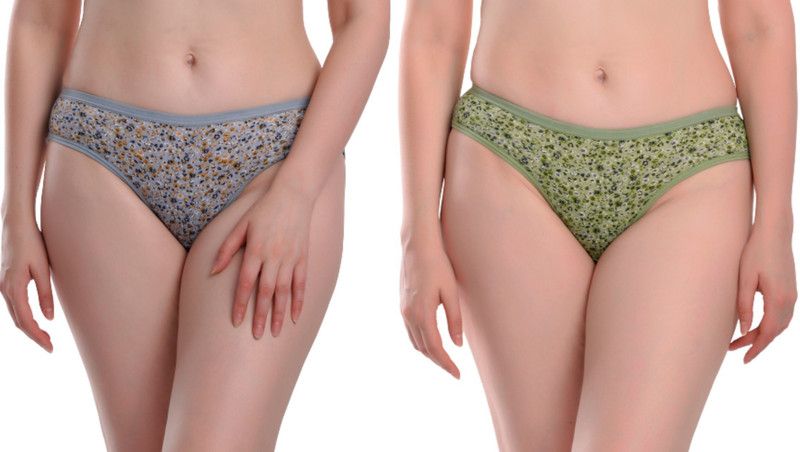 Pack of 3 Women Hipster Grey, Green Panty