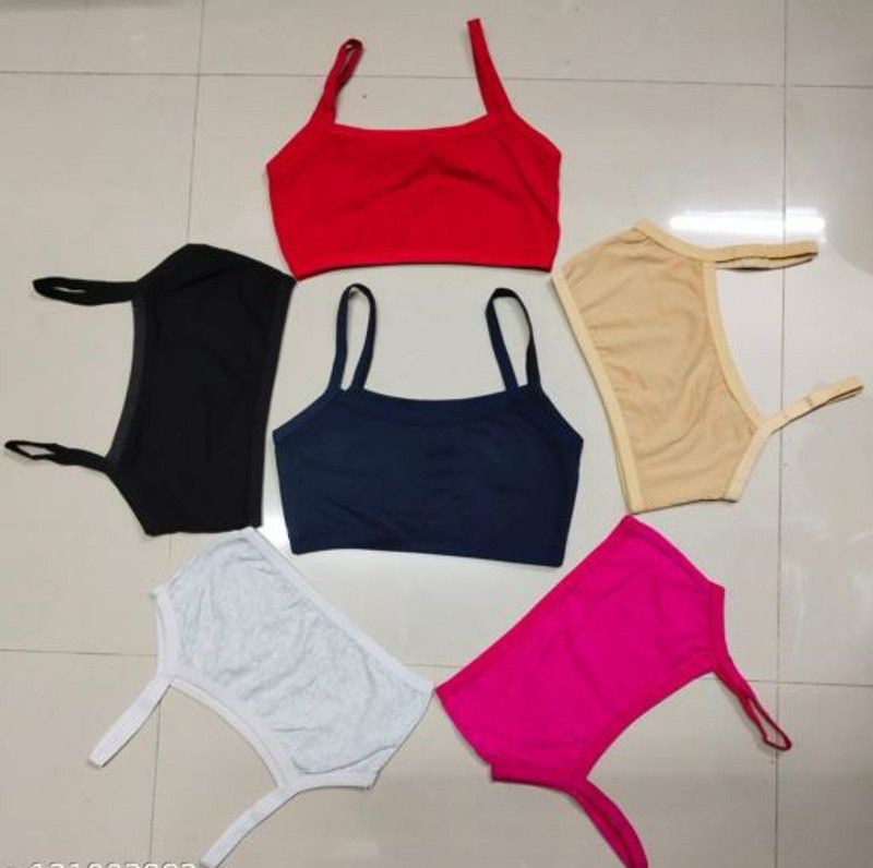Pack of 6 Women Cami Bra Non Padded Bra  (Multicolor)