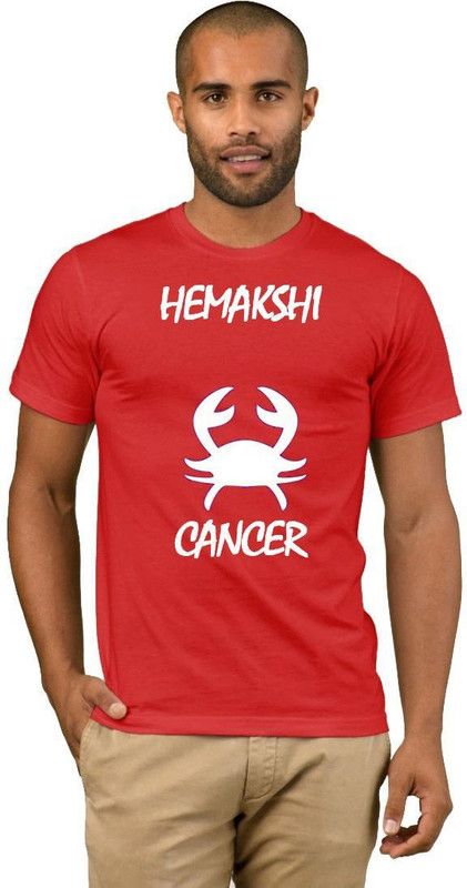 Hemakshi Zodiac Cancer Style Fashion V06 Men Printed Round Neck Cotton Blend Red, White T-Shirt
