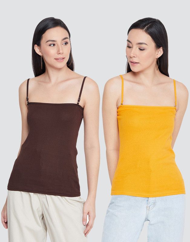 Women Brown, Yellow Camisole
