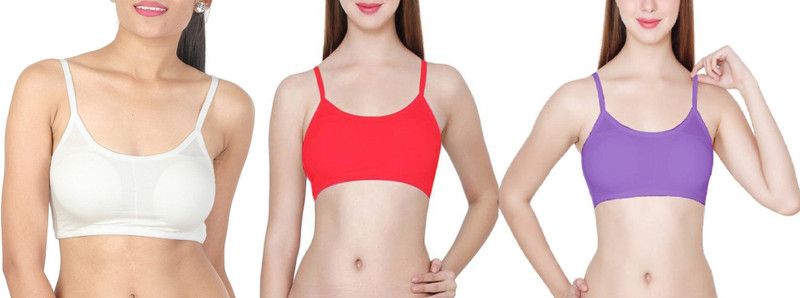 Pack of 3 Women Bralette Lightly Padded Bra  (Purple, Red, White)