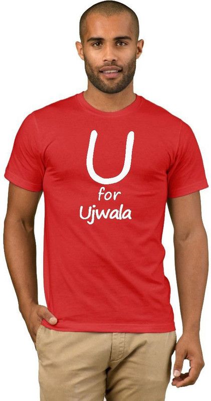 Ujwala College Stylish 29 Men Printed Round Neck Cotton Blend Red T-Shirt
