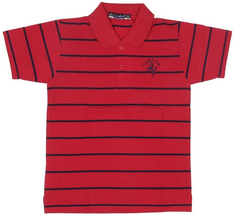 Baby Boys & Baby Girls Striped Cotton Blend T Shirt  (Red, Pack of 1)