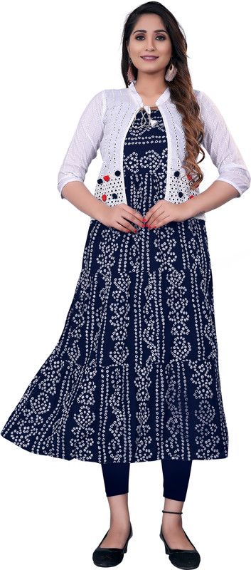 Women Viscose Rayon Ethnic Jacket and Kurta Set