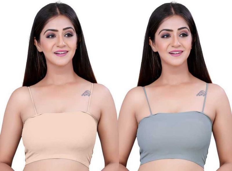 Pack of 2 Women Bandeau/Tube Lightly Padded Bra  (Beige, Grey)