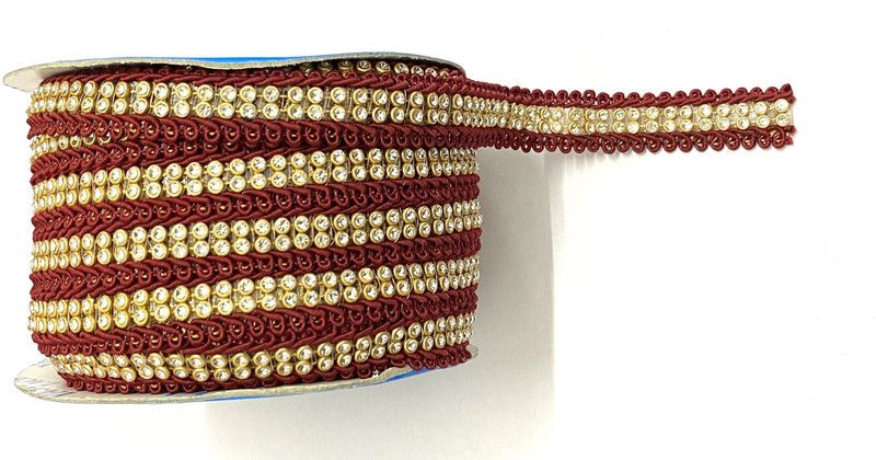 vahvaa Lace For Bridal Sarees, Blouse, Dress,Indo Western Outlining,Artwork (9 Meters) Lace Saree Falls  (Maroon)