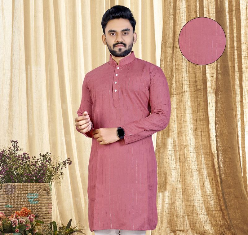 Men Embellished Cotton Blend Straight Kurta  (Multicolor)