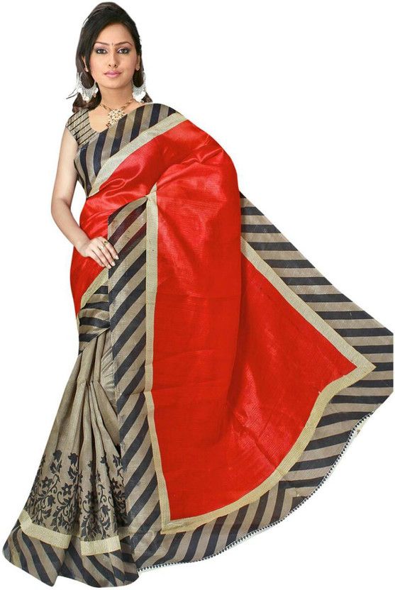 Printed Bhagalpuri Handloom Art Silk Saree  (Multicolor)