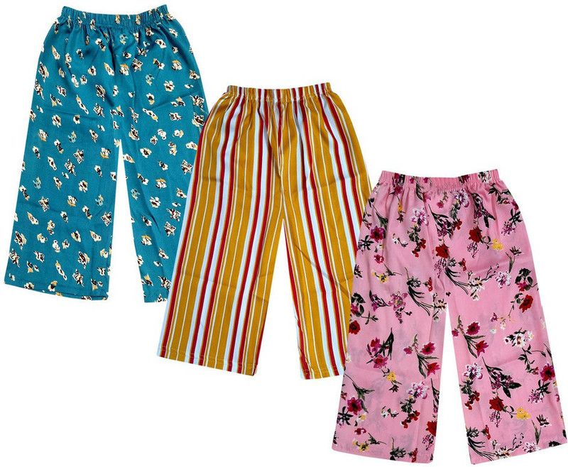 Capri For Girls Casual Printed Crepe  (Multicolor Pack of 3)
